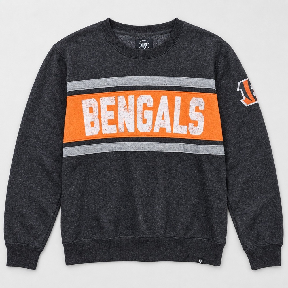 47 Brand Cincinnati Bengals Crewneck Sweatshirt Large Charcoal Grey NFL Fleece
